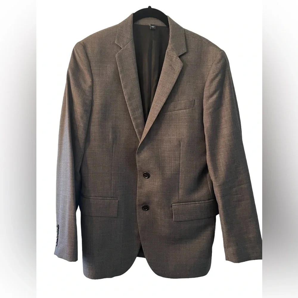 Mens suit by JCrew with pants and tie grey
